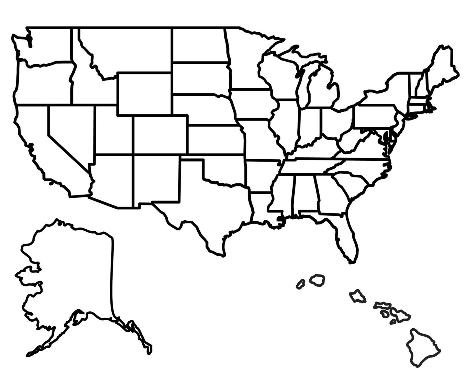 USA State Outline Blank Map GLOSSY POSTER PICTURE PHOTO PRINT BANNER 12107