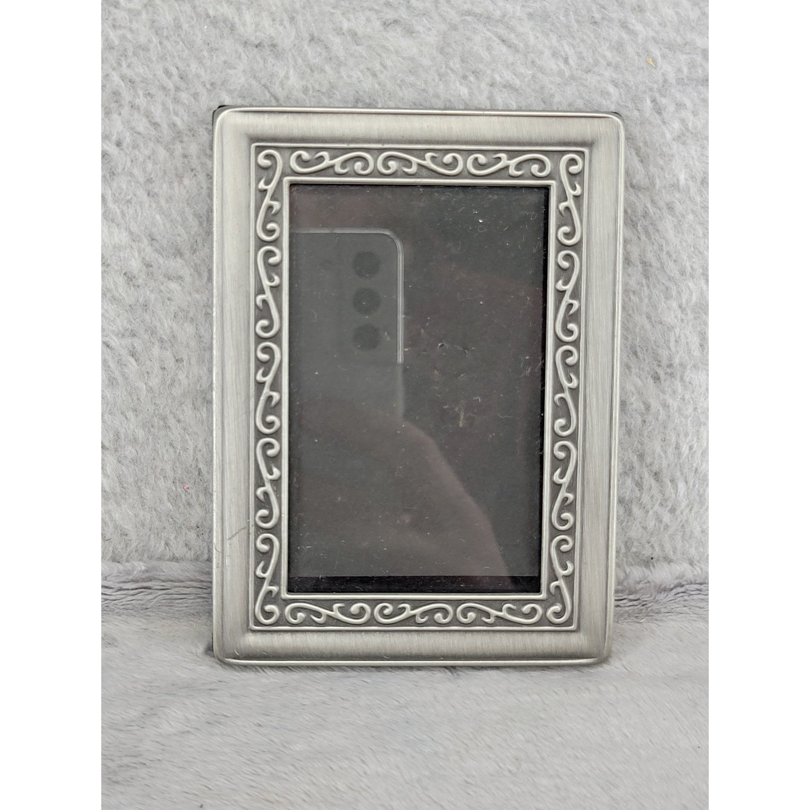 Burnes of Boston 1997 Silver Metal Filigree Scroll Picture Frame 3.5×4.75