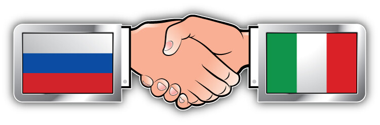 Russia Italy Hand Shaking Flags Car Bumper Sticker Decal