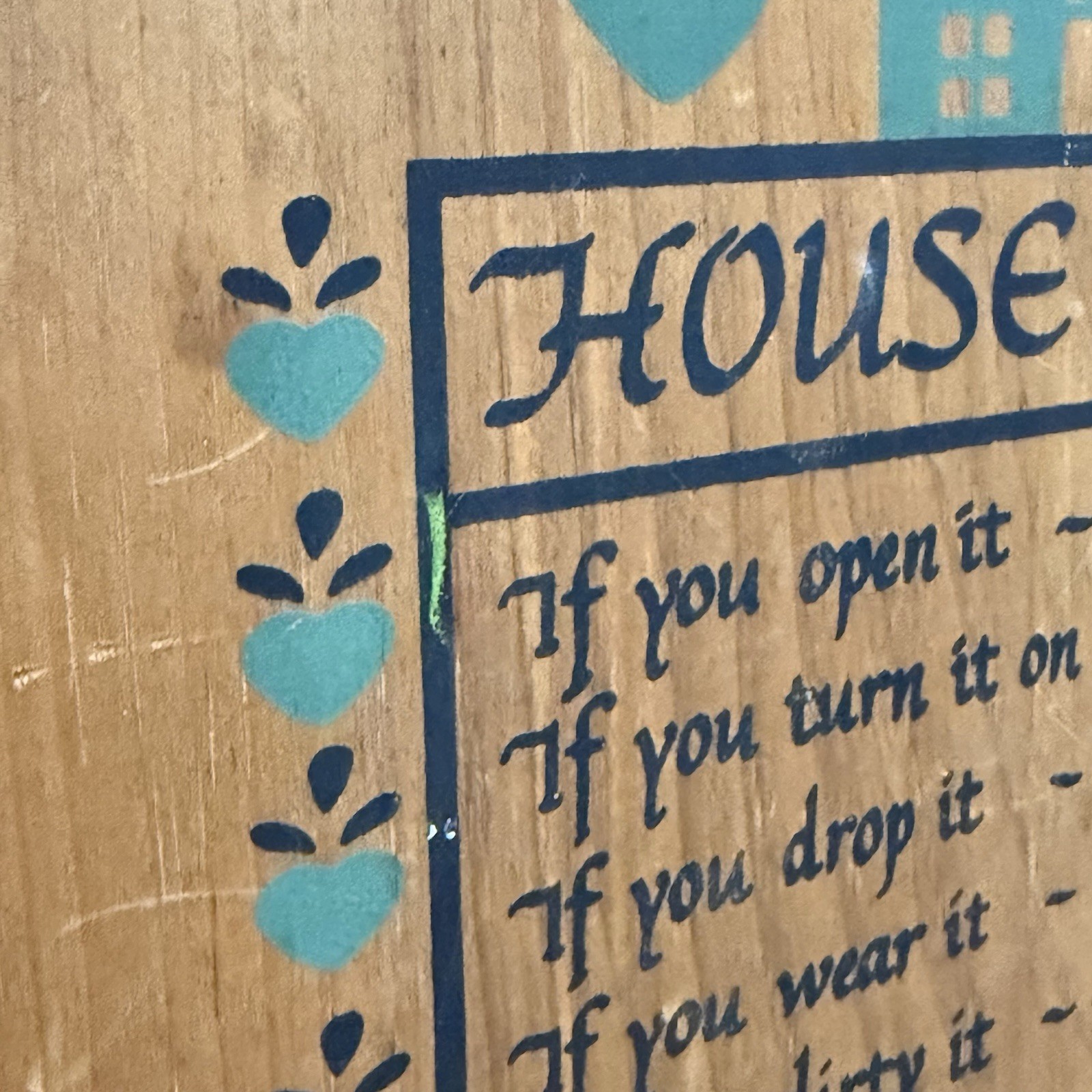 Vintage Farmhouse House Rules Wooden Wall Hanging Decor Country Cottage Core