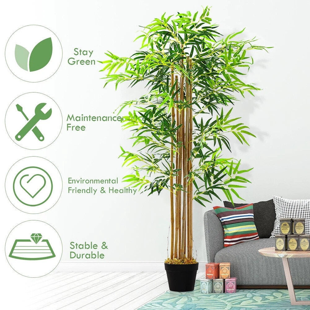 Artificial Bamboo Tree with Plant Pot, Fake Plants for Home Decor