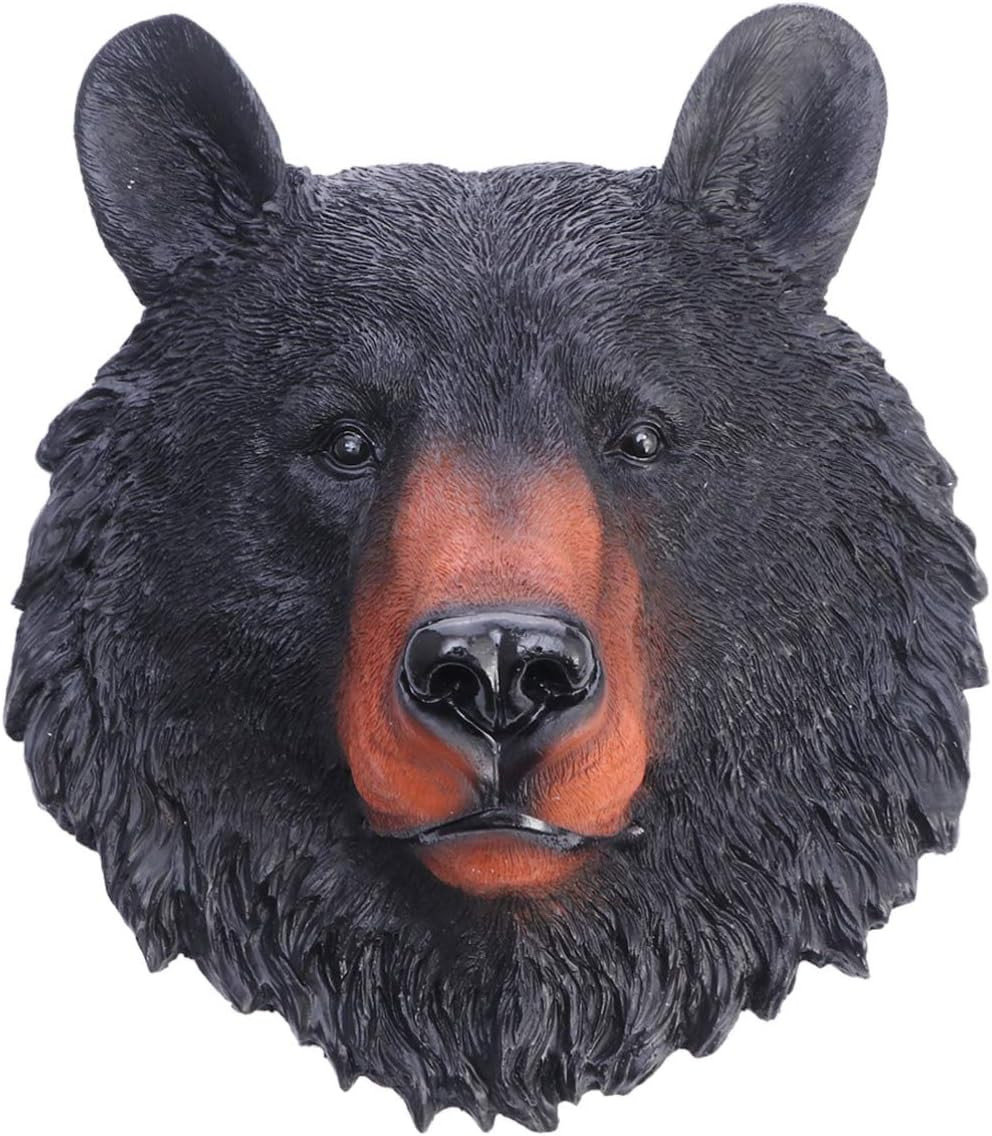 VOSAREA Animal Head Wall Art Resin Bear Head Plaque Wall Sculpture Bear Face Min