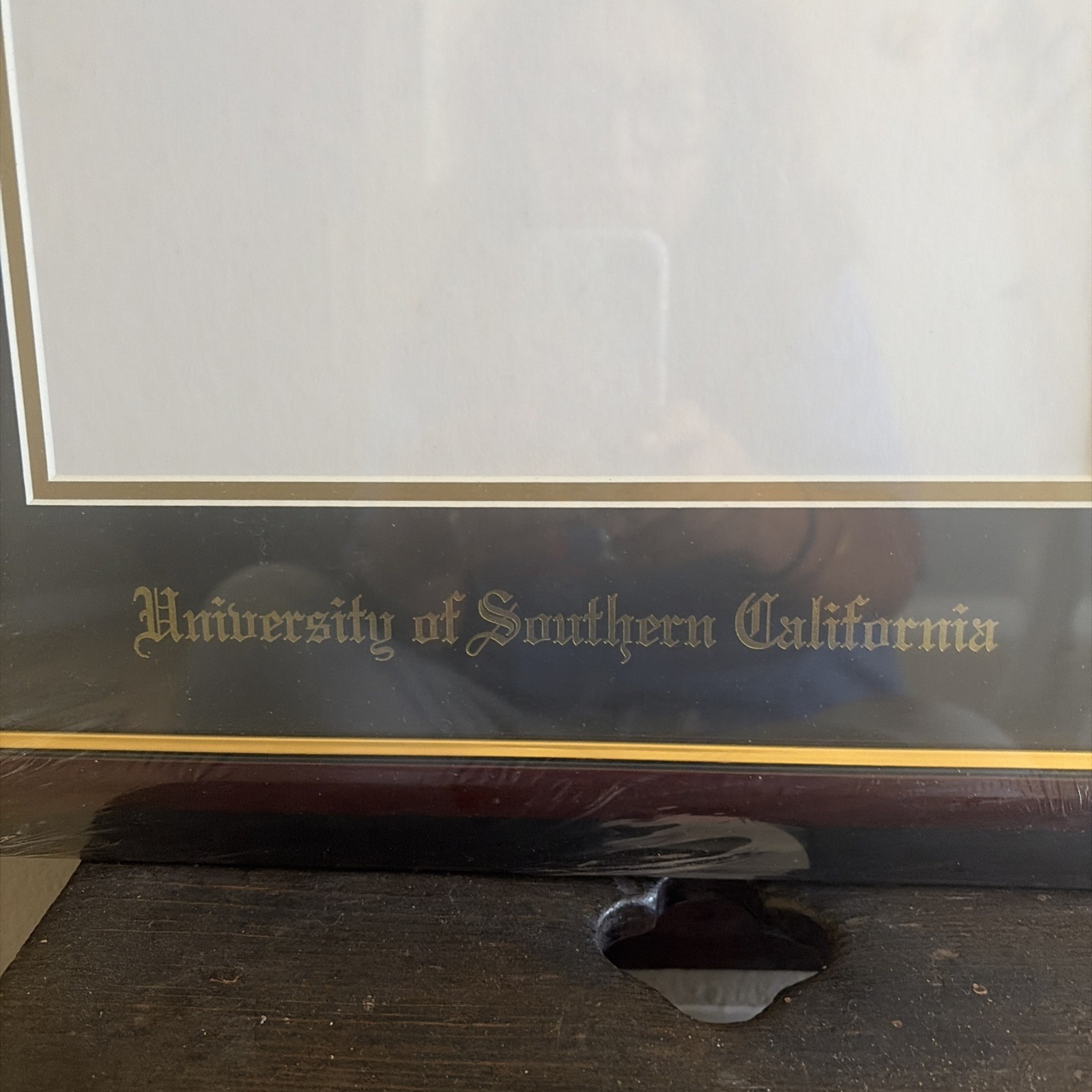 University of Southern California Diploma Frame with gold medallion .