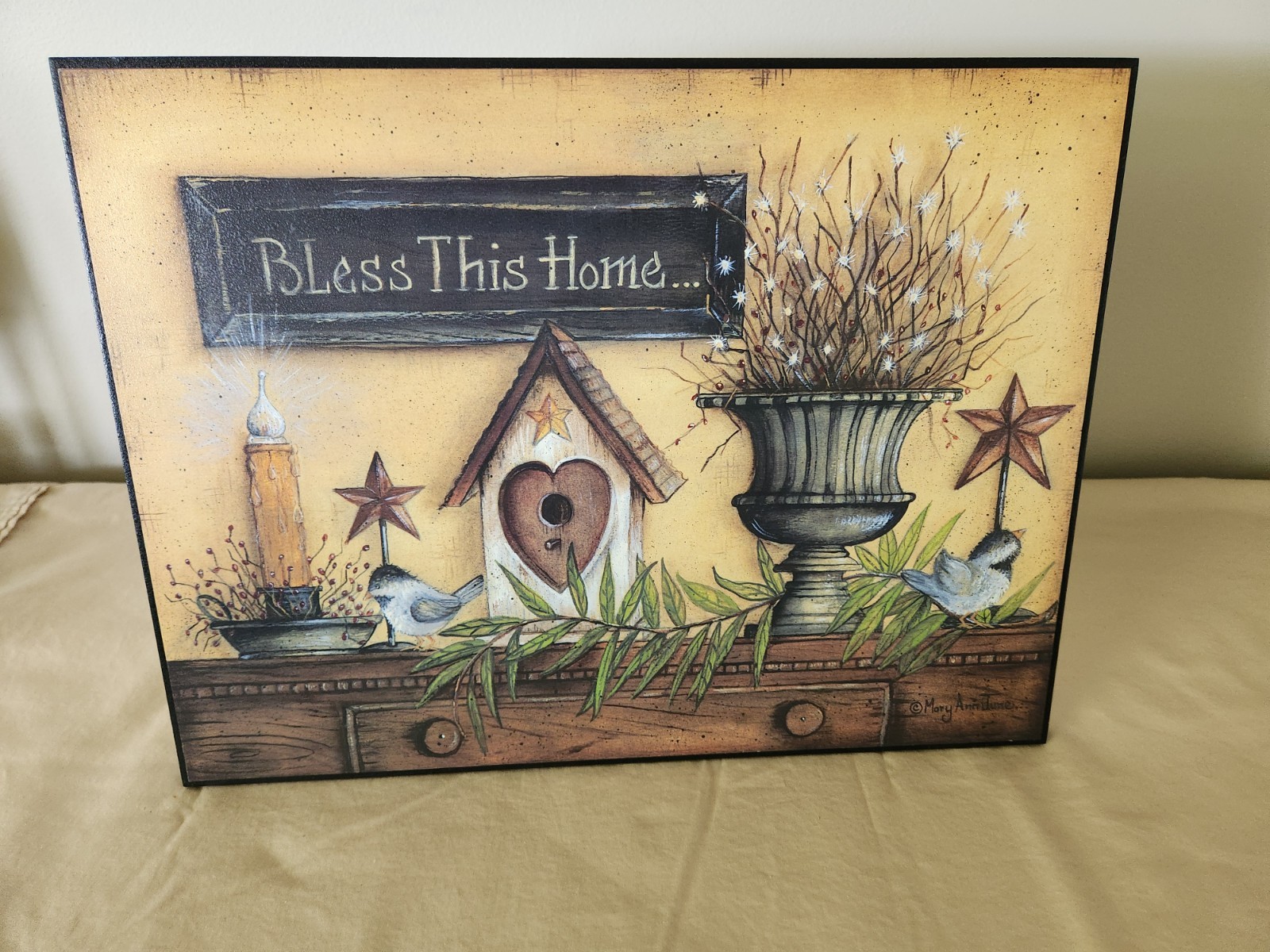 P Graham Dunn Wall Art ” Bless This Home” made in Dalton, Ohio USA 16×12 Heavy
