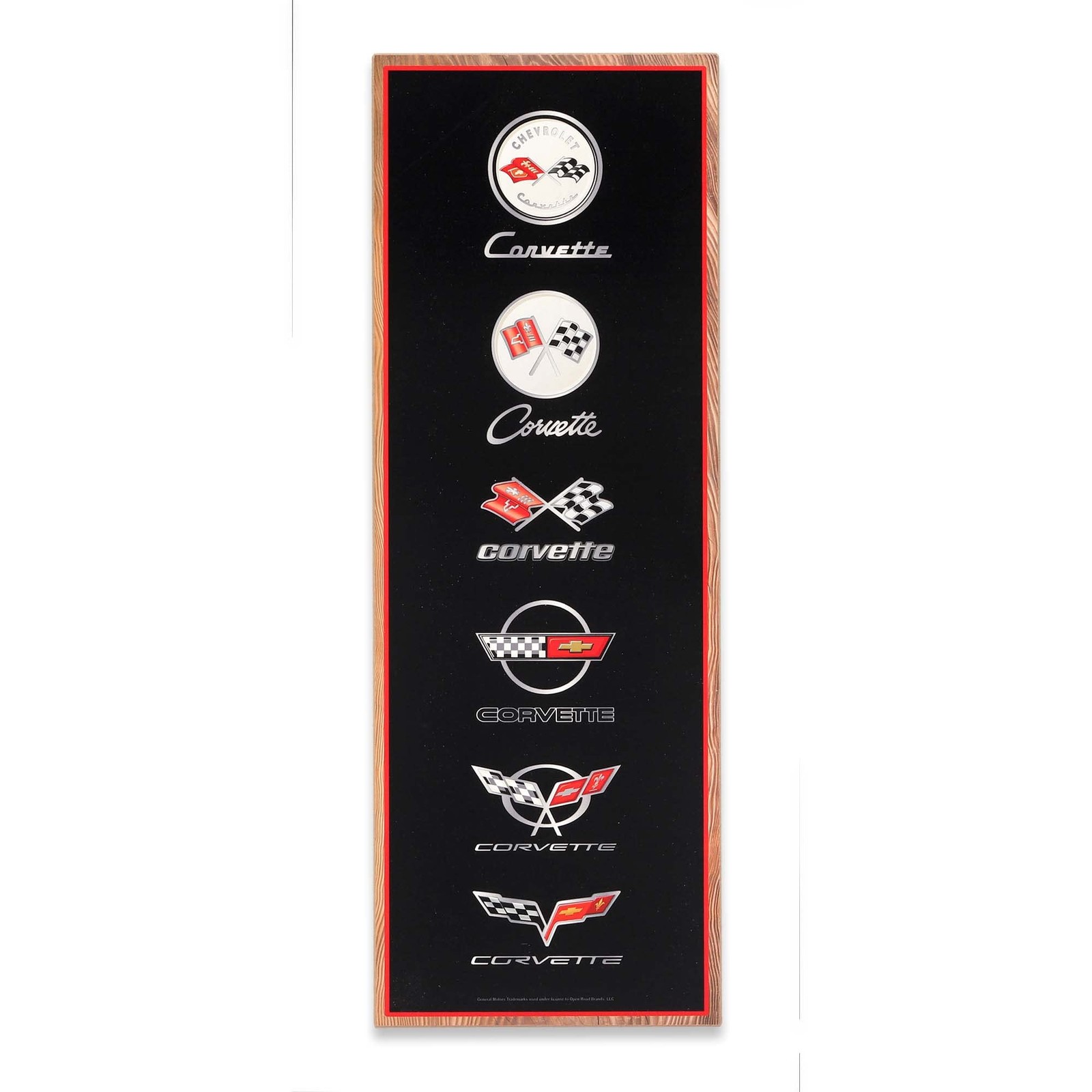 Chevrolet Corvette Logo Evolution Vertical Wood Wall Decor – Large Corvette W…