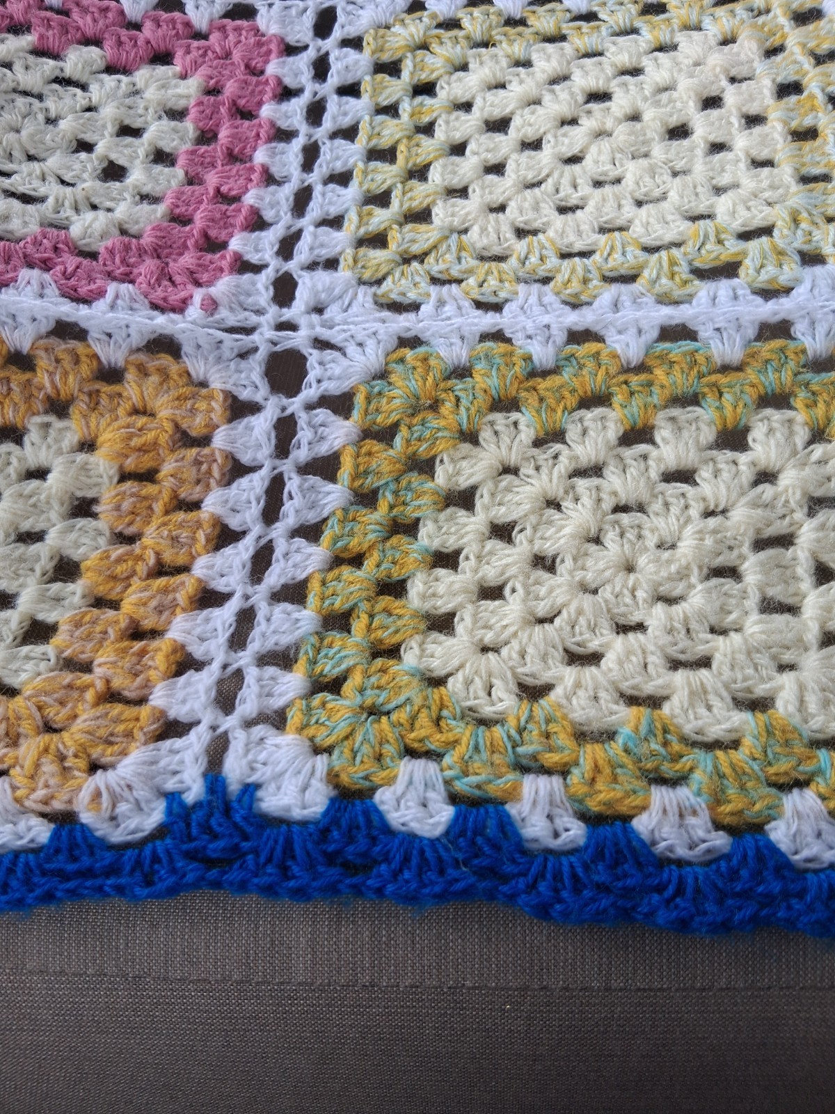 Vintage Granny Square Crochet Afghan;Large 74×90 Light-Medium weight Cottagecore