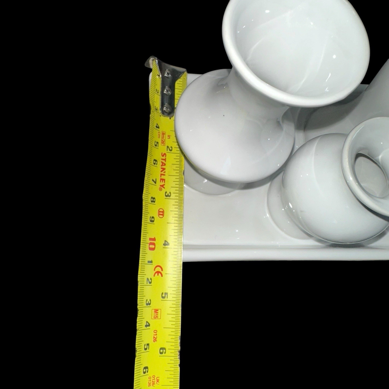 7 Bud Vases Attached Together On The Base, Ceramic Unique Art Deco White