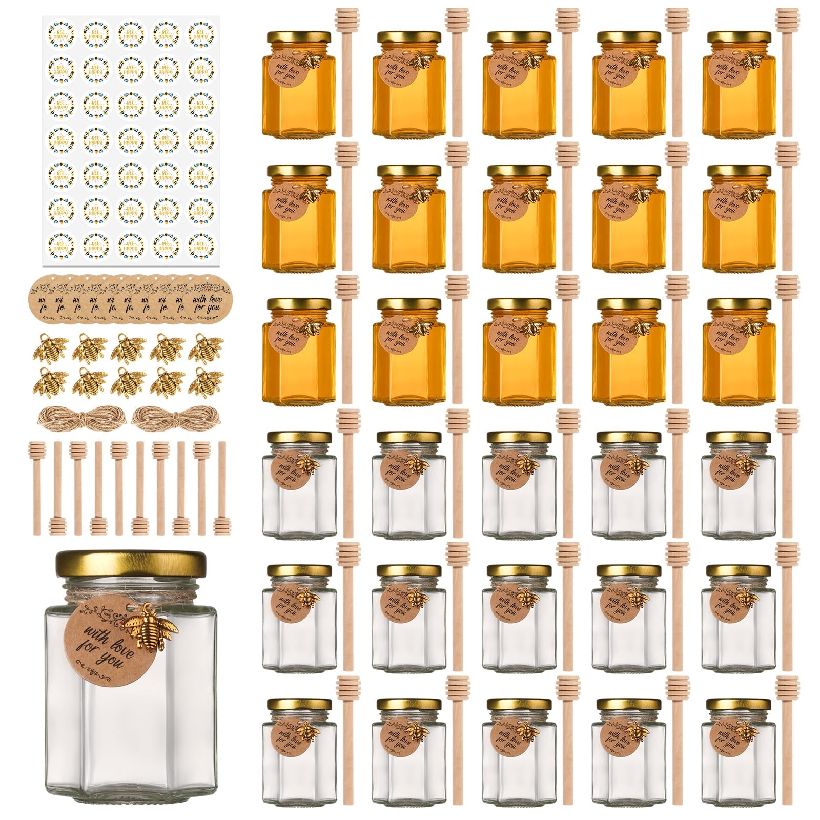 Mcupper 4 oz Small Honey Jars 2.3 inches x 3.2 x inches, clear