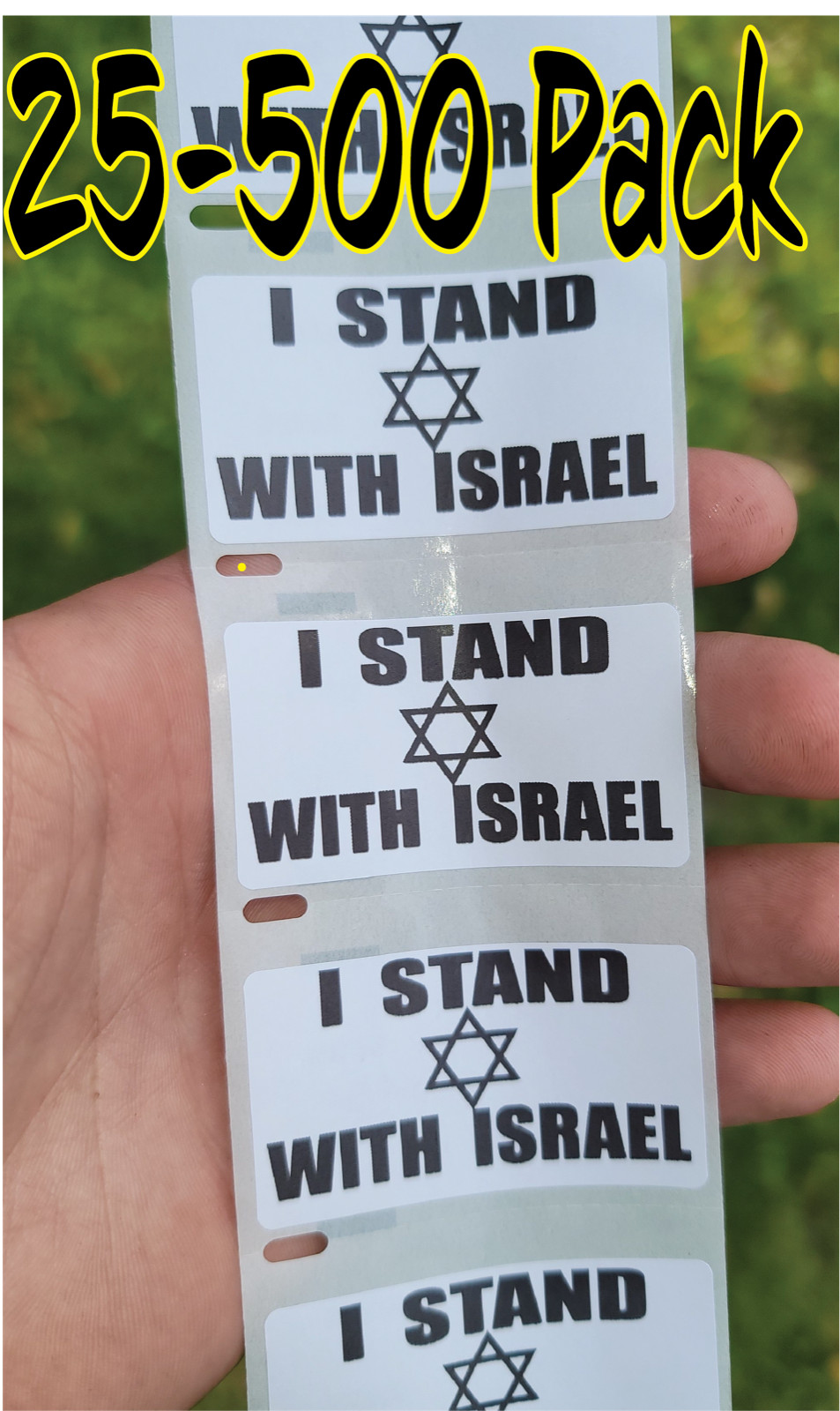 I STAND WITH ISRAEL 25-500 Pack stickers Political movement Israeli Pride jewish