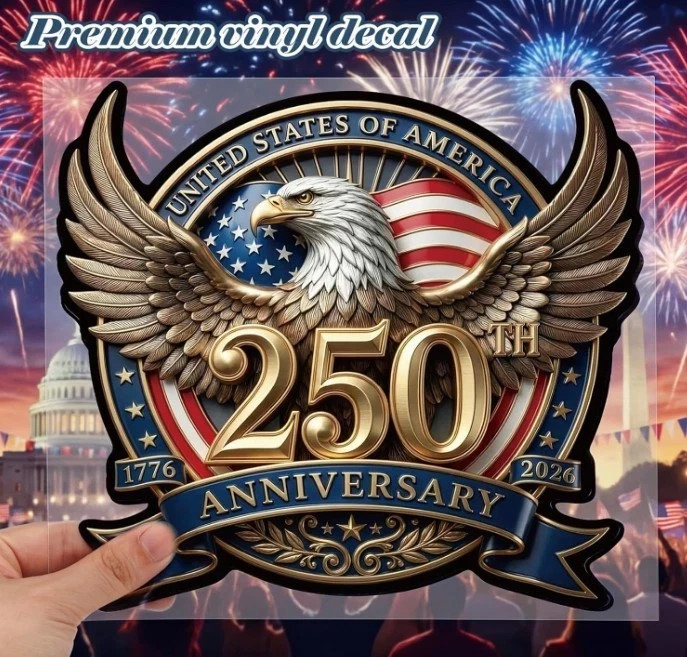 6 Pcs 250th Anniversary USA Patriotic Eagle Decals-2-8″X 8″, 2-8″X 5″, 2-6″X 6″