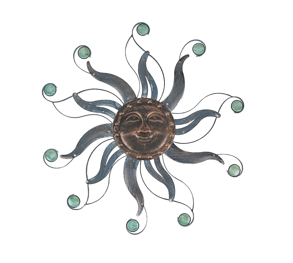 Scratch & Dent Antique Copper Finish Metal Sun Face Wall Hanging