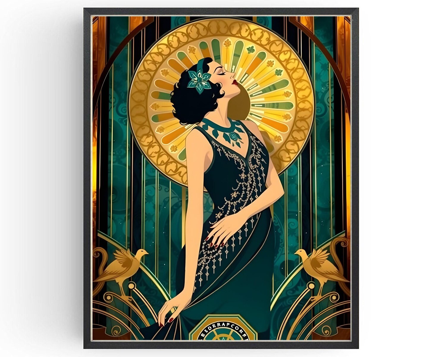 1920s Cocktail Poster | Gold Art Deco Nouveau Wall Art Print