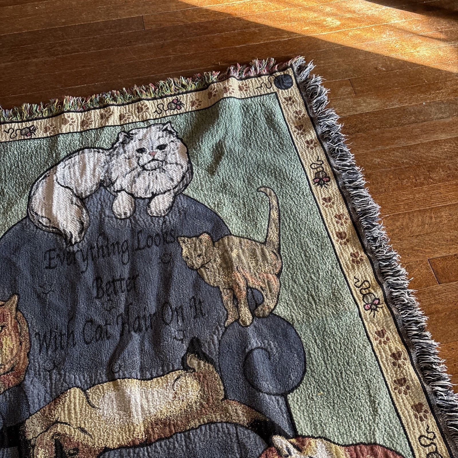 Cat Tapestry Throw Blanket 54”x45” Everything Looks Better With Cat Hair On It