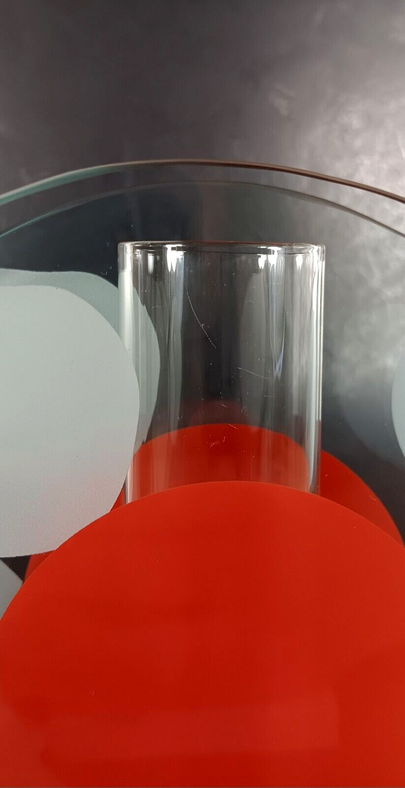 Bud Vase Frosted Glass Red Dot Mushroom Modern Contemporary Abstract Minimalist