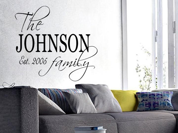 FAMILY NAME EST. PERSONALIZED Wall Art Decal Quote Words Lettering Decor DIY