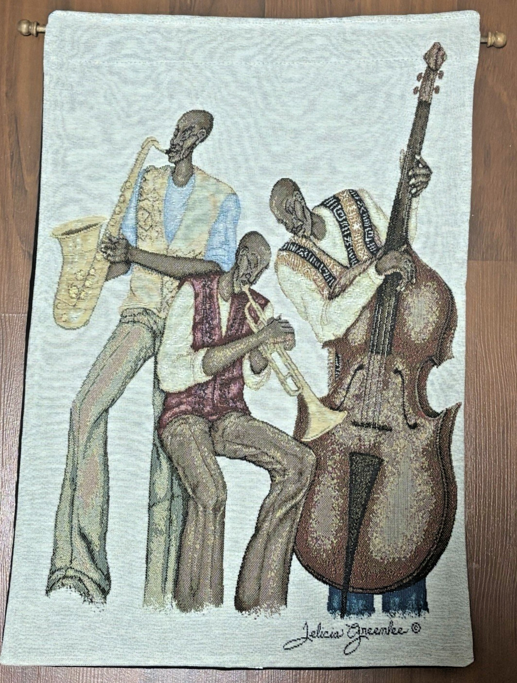 Jazz Trio – Tapestry Wall Hanging, art by Felicia Greenlee