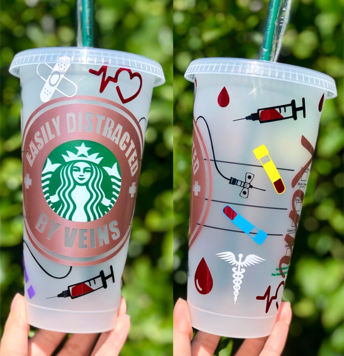 Phlebotomy cup Starbucks 24 oz cold cup Custom Phlebotomist Blood tumbler