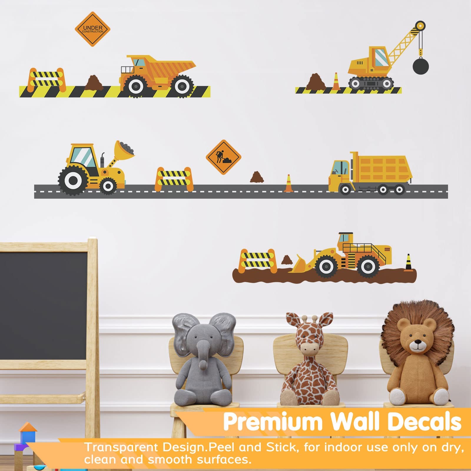 City Construction Vehicles Wall Decals Peel and Stick, Engineering Vehicles T…