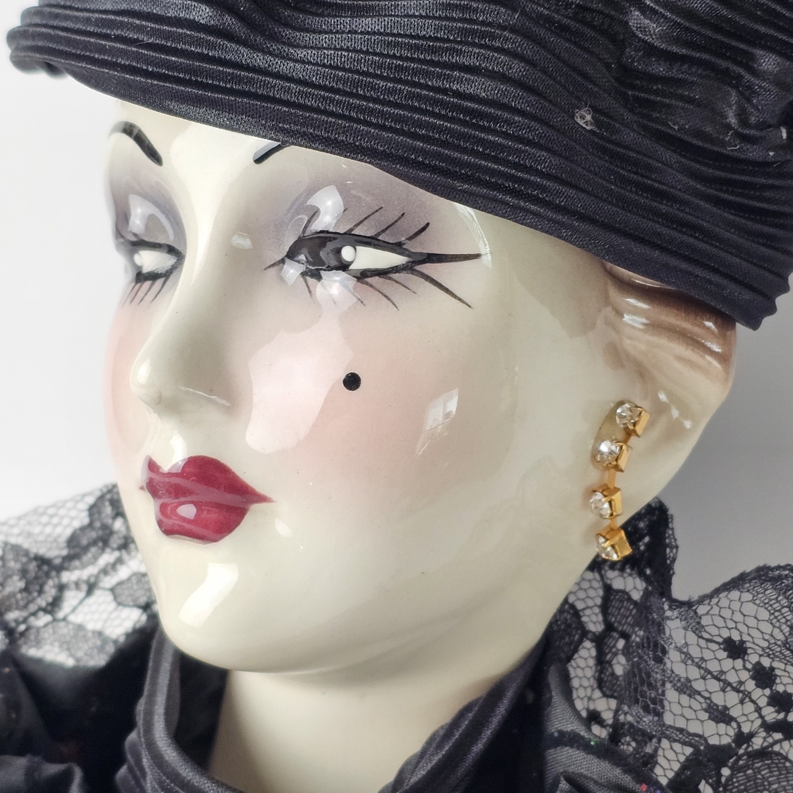 Unique Creations Limited Edition Lady Face Mask Wall Hanging Decor Feather Lace