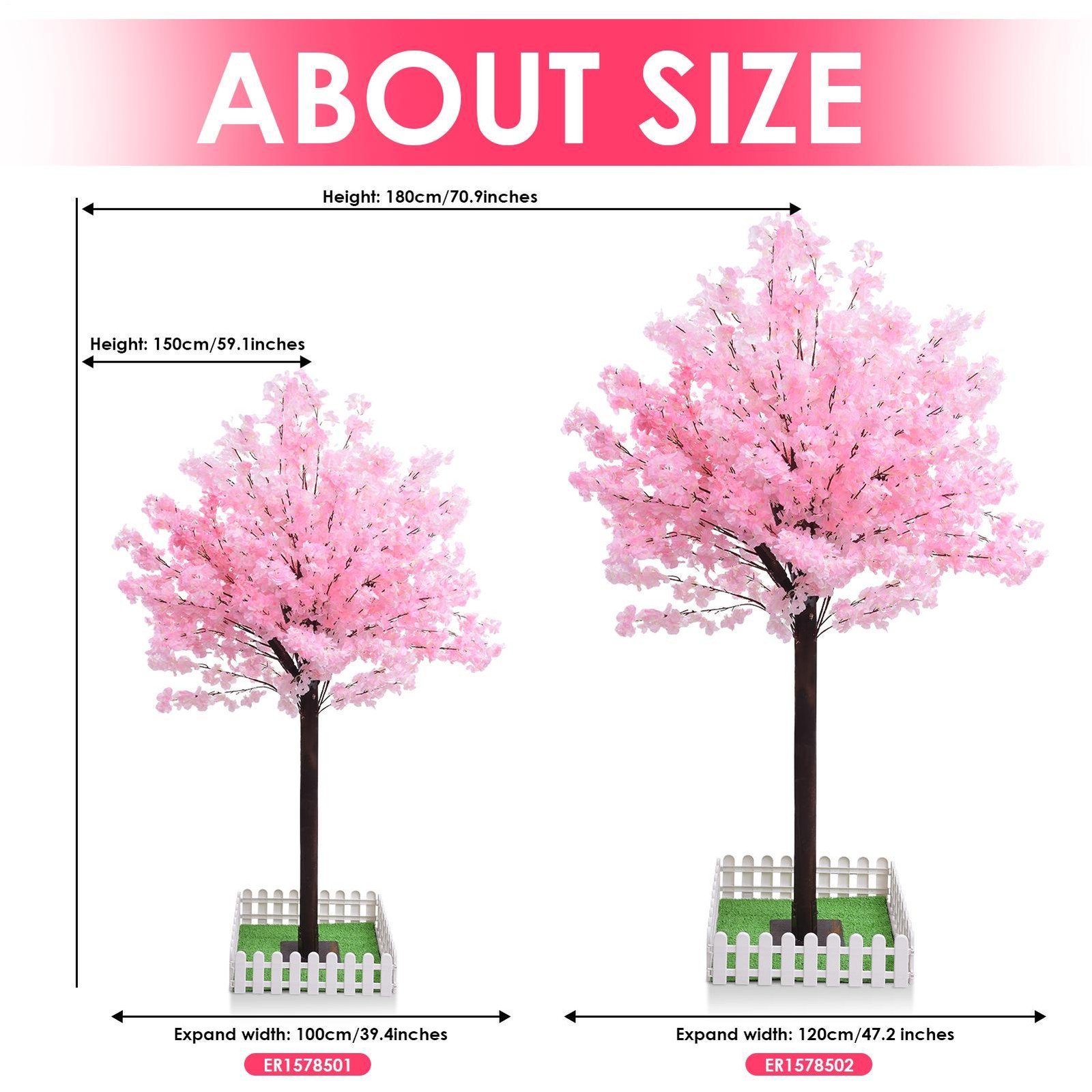 59/70in US STOCK Artificial Cherry Blossom Tree Sakura Tree Decor Cherry Blossom