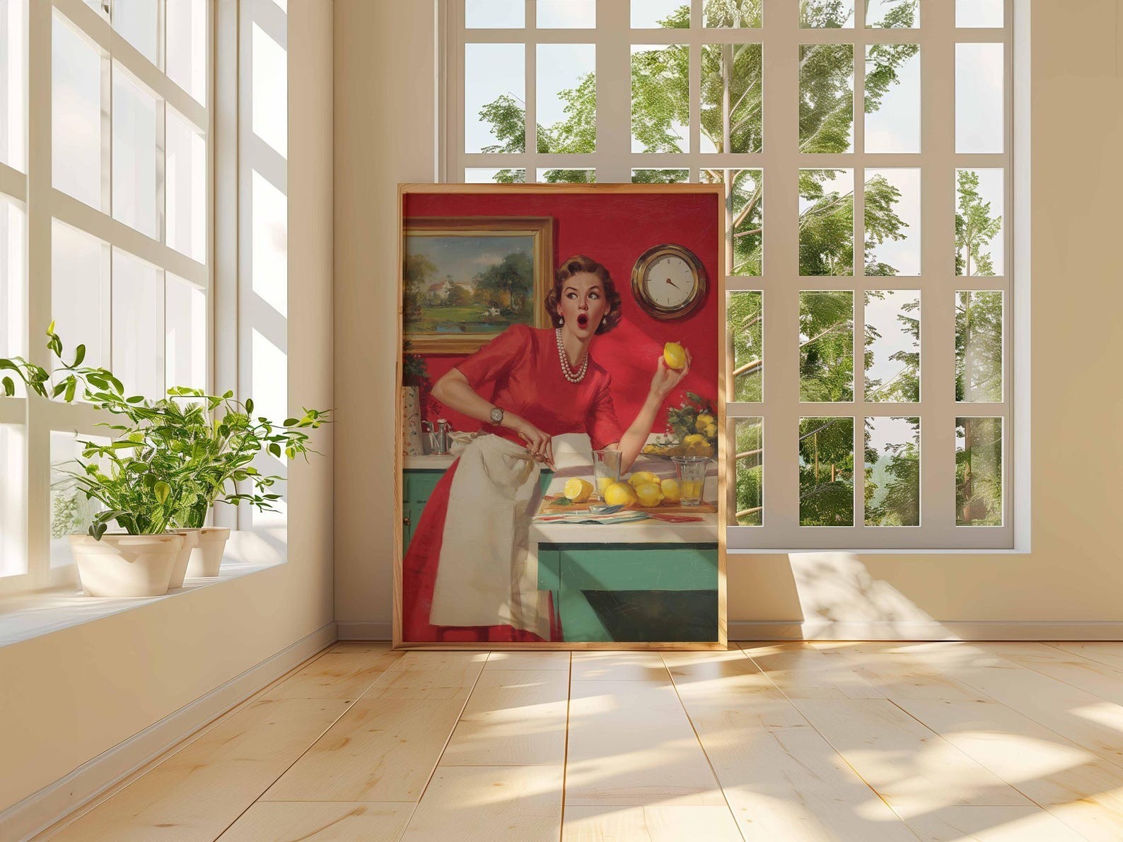 Retro Kitchen Lemon Poster Vintage 1950s Pop Art Print Funny Housewife.Unframed