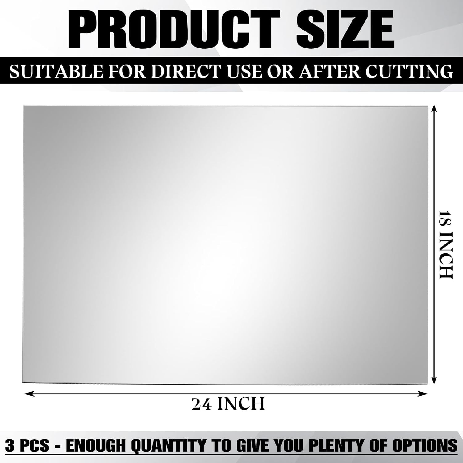 3 Pcs Two Way Mirror Glass, 18x24x0.04 Inch Acrylic Infinity See