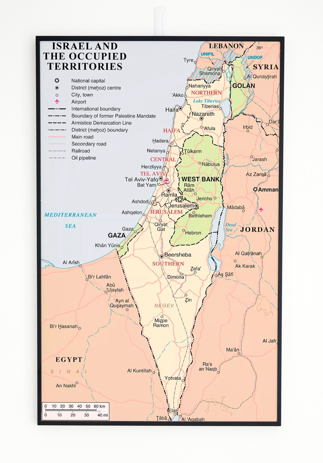 Israel and Occupied Territories 2018 Map Palestine War Gaza West Bank Lebanon