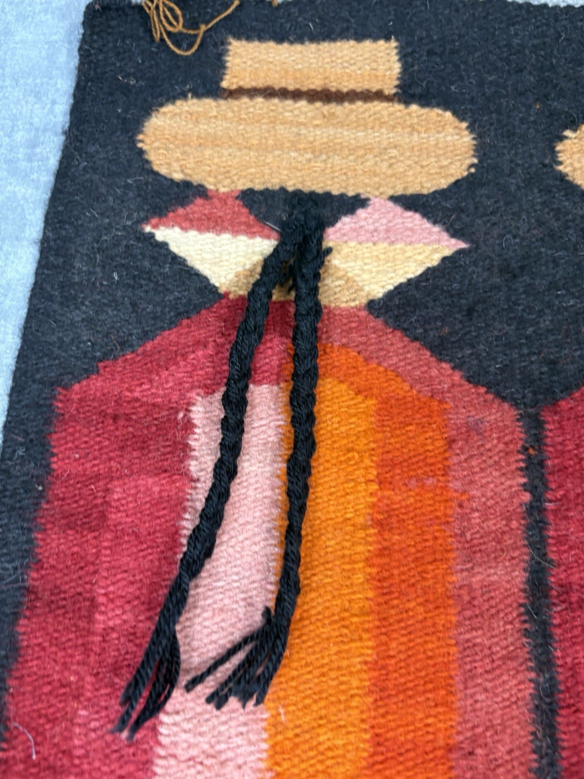Vintage Southwestern Woven Wall Hanging Tapestry Geometric Folk Art 16×12