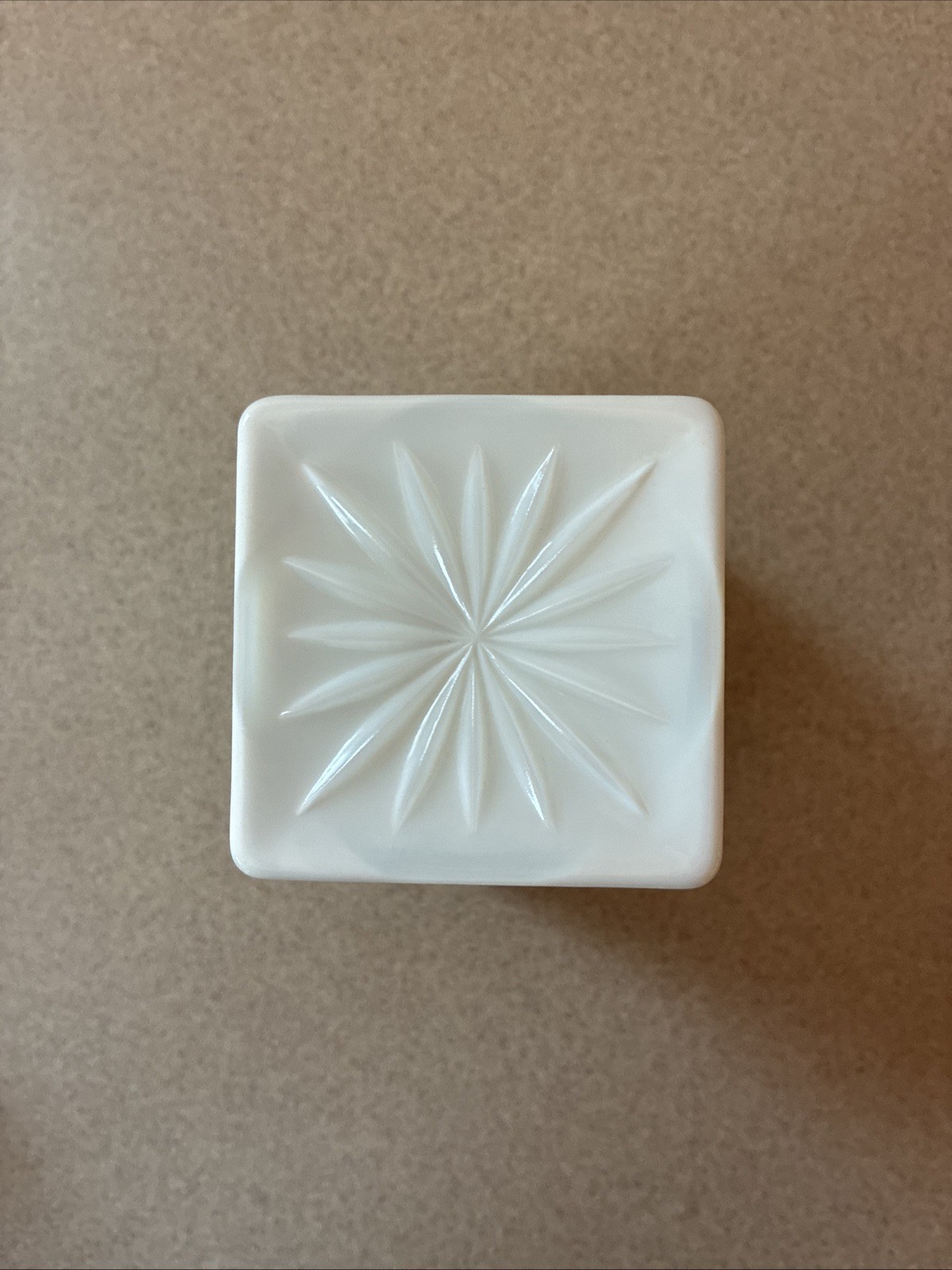 Vintage Milk Glass Geometric Design Pedestal Dish, 4-1/2” Tall 4” Wide